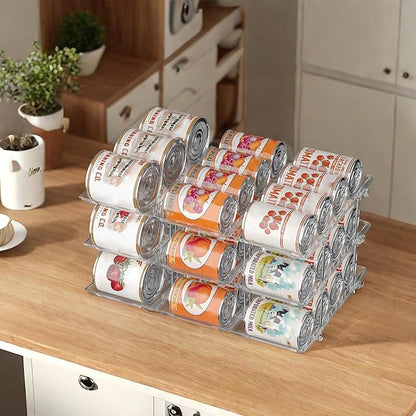 Can Organizer for Pantry Soda Can Organizer Automatic Rolling Food Pantry Storage Rack Can Dispenser for Fridge Holds 72 Cans, Fits 5.8-Inch Soda and Can, Set of 18