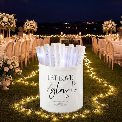 Yungyan Wedding Baskets with Handles 16 inch Large Storage Basket for Wedding Glow Sticks Slippers Flip-flops Umbrella Blankets Gift Container for Ceremony Ivory White (Let Love Glow)