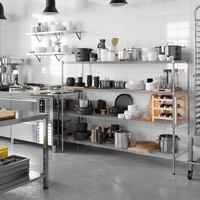 21" Deep x 72" Wide x 54" Height Wire Shelving Kit | 4-Tier | NSF Commercial Storage Rack Unit