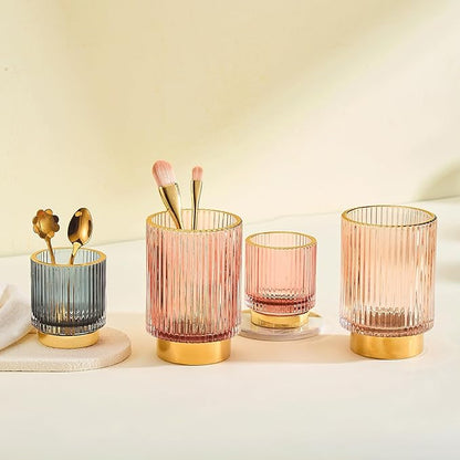 Makeup Brush Holder Organizer,Toothbrush Holders,Desk Pen Pencil Holder,Multifunctional Vintage Glass Brush Cup(A3-28-US)