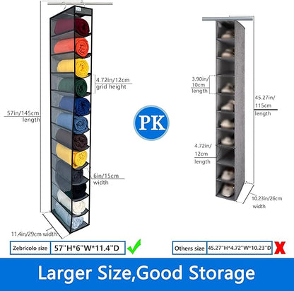 Legging Organizer for Closet Hanging, Legging Storage Bag Can Holds 24 Leggings Jeans or Shirts, Heavy Duty Metal Hooks for Over Door Storage, Wardrobe Clothes Storage