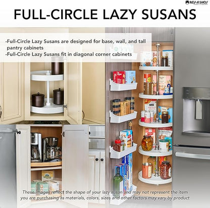 Rev-A-Shelf 20" Single Full Circle Lazy Susan Organizer for Diagonal Corner Kitchen Cabinets, Wooden Turntable Tray with Swivel Bearings, 4WLS001-20-B52