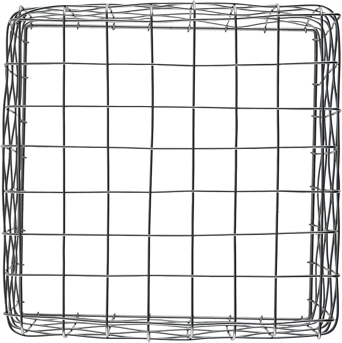 G.E.T. WB-304-MG Heavy Duty Iron Wire Utility Storage Bin/Basket, Square, 14" x 14" x 11"