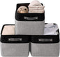 DECOMOMO Storage Bins, Extra Large Fabric Storage Baskets for Shelves, Decorative Linen Closet Organizer, 15.8 x 12.5 x 10 inches (Grey & Black, 3 Pack)