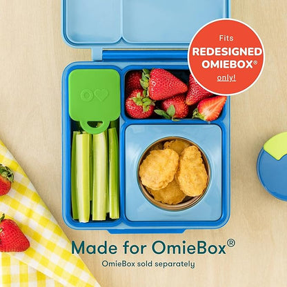 OmieBox (2 pack) Leakproof Dips Containers To Go, Salad Dressing Container, Condiment Container with Lids - Food Safe Silicone - 4 ounces (Sea Blue/Green)