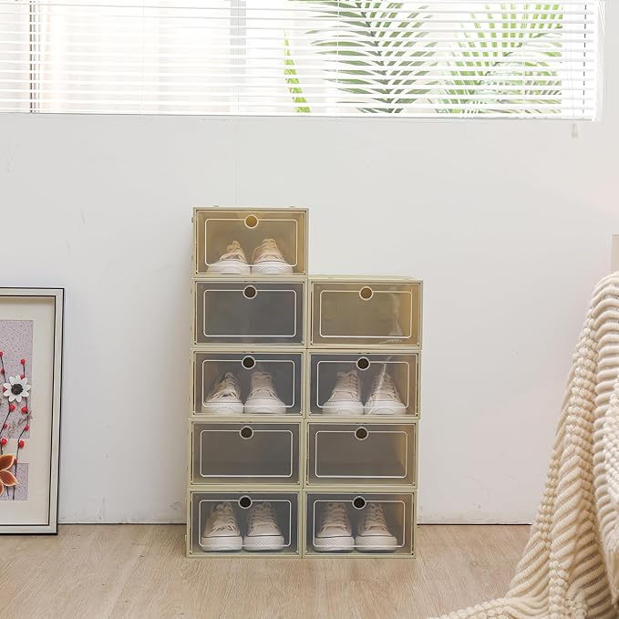 Sturdy Shoe Storage Box,Shoe Containers,24 Pack Shoe Boxes,Shoe Storage Box,Stackable Shoe Boxes,Shoe Storage Organizer,Toy Storage Organizer Bins for Entryway, Closet,Under Bed,Homes,Cloakrooms