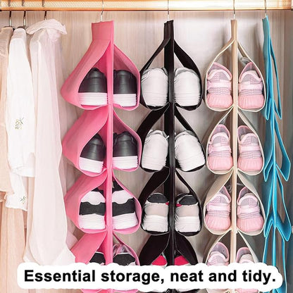 Hanging Shoe Rack 3pcs Shoe Organizer Storage Hanging Bag Wall Bag Inner Clothes Closet Storage 18 Pairs of Shoes
