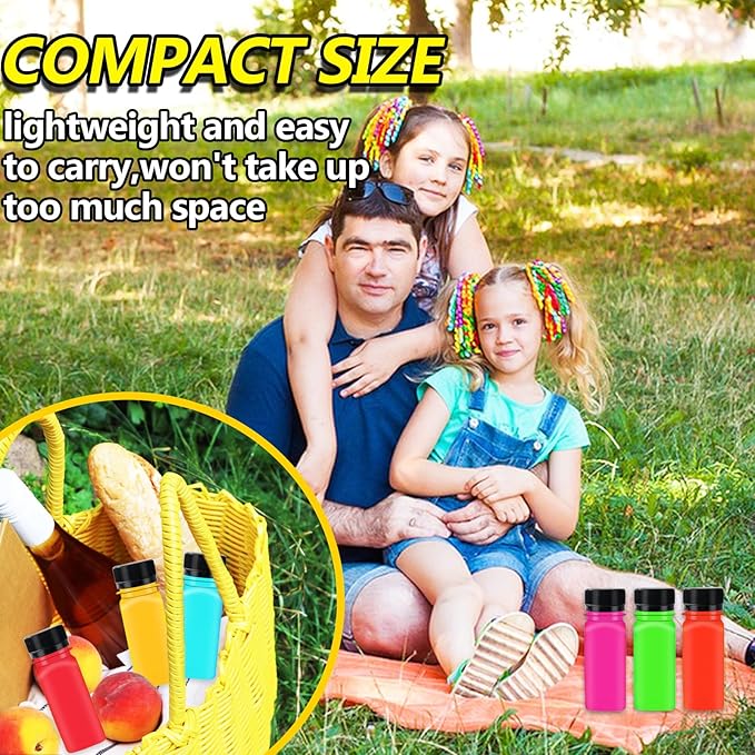 30PCS 2oz Small Plastic Shot Bottles with Caps,Reusable Clear Juice Containers,Empty Plastic Containers with 10 Funnels for Ginger Shots,Liquids,Beverages