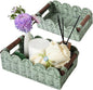 Set of 2 Toilet Paper Storage, Handwoven Small Scalloped Basket with Built-in Handles, Wicker Basket for Home, Living Room(Green)