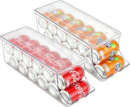 Puricon 2 Pack Soda Can Organizer Dispenser for Refrigerator Bundle with Corner Bathroom Counter Organizer(1 Pack Brown)