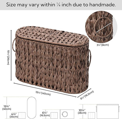 GRANNY SAYS Toilet Paper Storage Basket with Lid, Woven Toilet Paper Holder, Waterproof Bathroom Organizers and Storage, Wicker Basket for Bathroom Storage, Brown