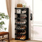 Vertical Shoe Rack 7 Tier, Bamboo Narrow Shoe Rack for Small Spaces, Freestanding Shoe Storage Organizer for Entryway Closet, Space Saving Skinny Shoe Shelf