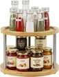 2 Tier Lazy Susan Organizer,Revolving Spice Rack,10 inch Wood Lazy Susan Turntable for Cabinet, Shelf, Countertop, or Table