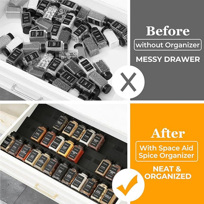 Famhap Spice Drawer Organizer, 12PCS Interlocking Expandable Seasoning Rack Tray Insert for Kitchen Drawers, Spice Rack Drawer for Spice Jars