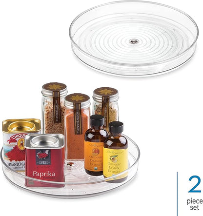 iDesign 9-Inch Lazy Susan Organizer - Small Lazy Susan Turntable for Cabinet or Pantry, 2-Pack, Clear