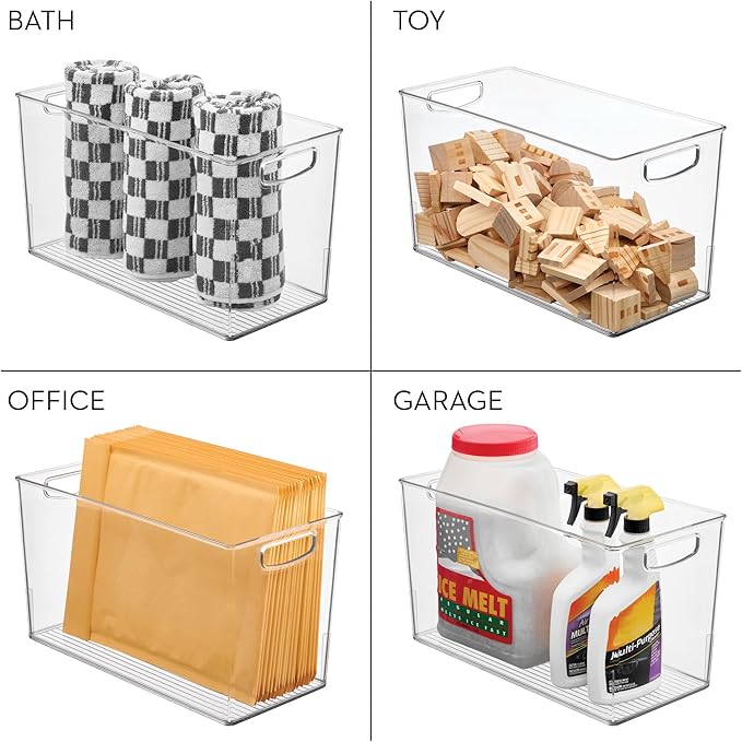 iDesign Plastic Storage Bin with Handles for Household Storage - Set of 2 - Clear - Made in USA
