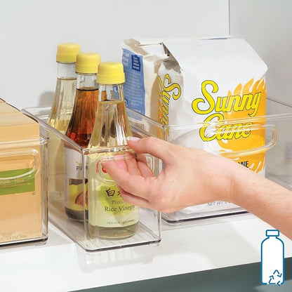 iDesign Slim Clear Plastic Stackable Storage Bin, Tall Narrow Organizer for Kitchen or Pantry