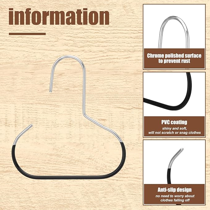 Zonon 24 Pcs Scarf Hangers for Closet Metal Belt Ring Hanger Scarf Organizer Storage Holders with Grip Coating for Ties Scarves Belts Tank Tops Hat Hooks (Black)