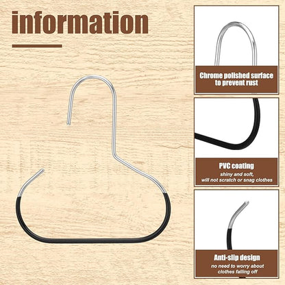 Zonon 24 Pcs Scarf Hangers for Closet Metal Belt Ring Hanger Scarf Organizer Storage Holders with Grip Coating for Ties Scarves Belts Tank Tops Hat Hooks (Black)