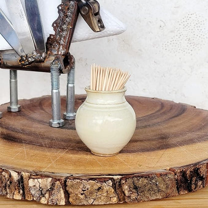 Handmade Ceramic Toothpick Holder – Pale Yellow Mini Pottery Vase for Spring Brunch, Charcuterie, Hors d’oeuvres & Tabletop Decor
