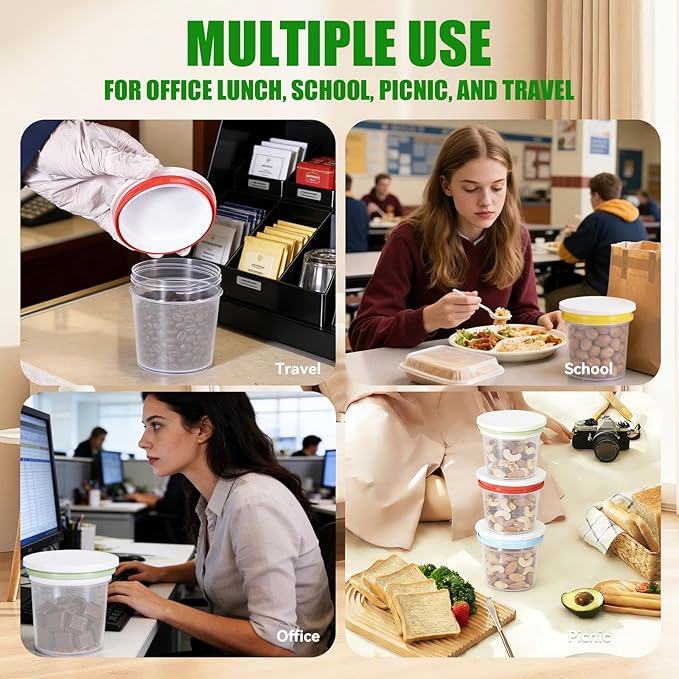 12 Pack 8.8oz Plastic Food Storage Containers with Lids, Small Meal Prep Container Jars for Food, Salad, Soup, Snack, Freezer & Lunch