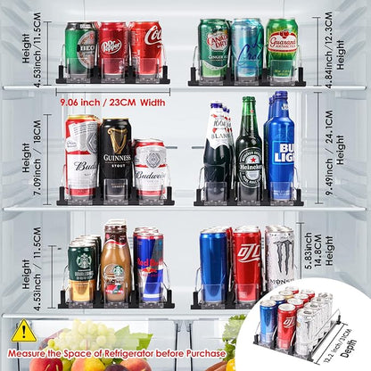 Rolling Soda Can Organizer and Automatic Soda Can Organizer for Refrigerator for Beer Soda Seltzer Drink Pop Cans Holder Storage Pantry Organization