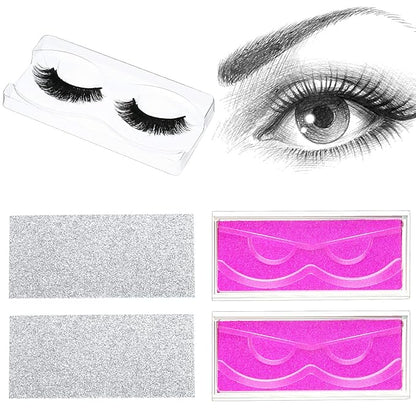 Maitys 50 Sets Empty Lash Case Set, Include Empty Eyelash Box Packaging Storage Box, Eyelash Boxes Tray False Storage, Internal Background Paper(Silver)