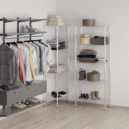 14" Deep x 30" Wide x 74" Height Wire Shelving Kit | 5-Tier | NSF Commercial Storage Rack Unit