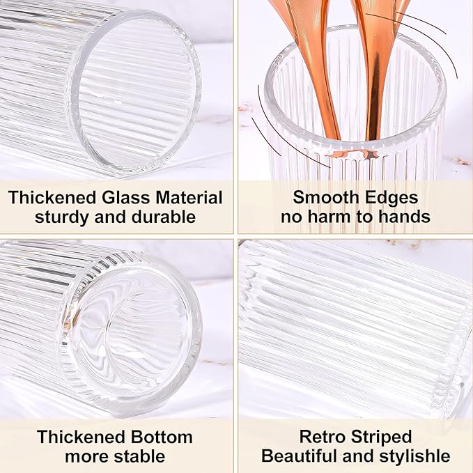 DASITON Makeup Brush Holder Organizer, Crystal Glass Makeup Brushes Storage Holder, Vintage Make Up Brush Cup for Vanity, Pen Pencil Holder for Desk, Toothbrush Holders for Bathroom (Clear S)