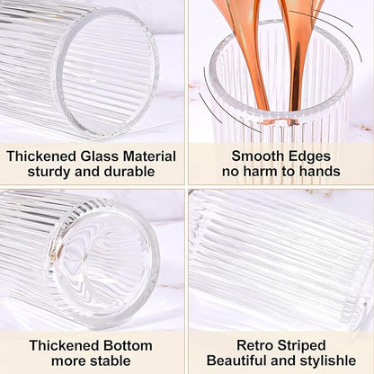 DASITON Makeup Brush Holder Organizer, Crystal Glass Makeup Brushes Storage Holder, Vintage Make Up Brush Cup for Vanity, Pen Pencil Holder for Desk, Toothbrush Holders for Bathroom (Clear SL)