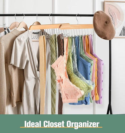 2 Pack Bra Hangers for Closet Organizer Upgraded Non-Slip Bra Organizer for Closet Tank Top Hanger Multi Hangers Space Saving with 20 Hooks for Belt, Tie, Tank Top, Necklaces