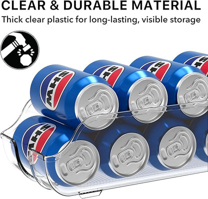 Simple Houseware Soda Can Organizer and Dispenser for Refrigerator / Pantry, Clear, Set of 6