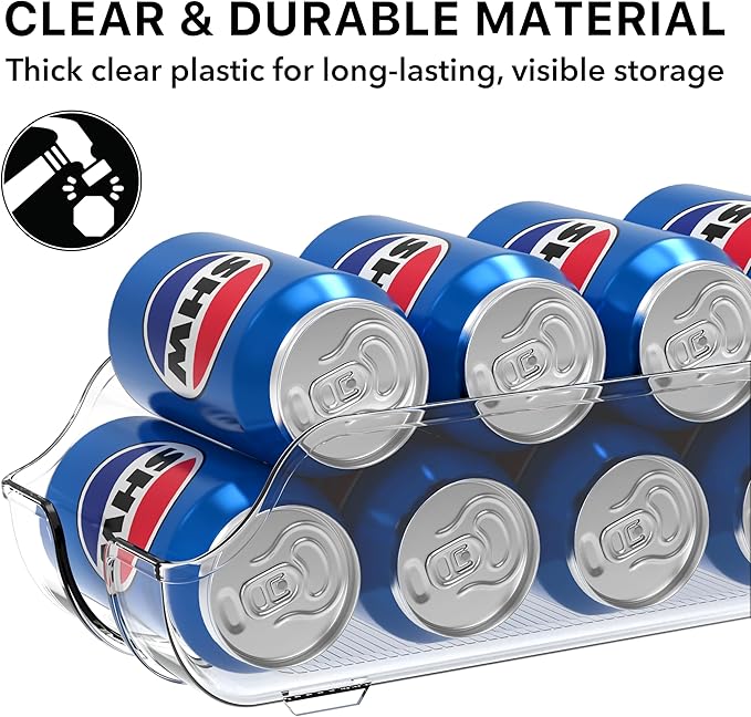 Simple Houseware Soda Can Organizer and Dispenser for Refrigerator / Pantry, Clear