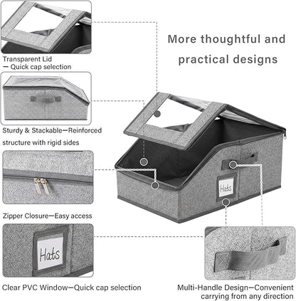 Furlide 2PCS Hat Storage Box, New Grey