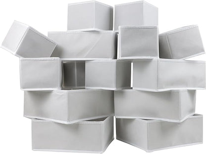 Fordonral 16 Pack Drawer Organizer Clothes, Foldable Fabric Dresser Organizer Closet Organizers and Storage Box for Underwear,Folded Clothes,Baby Clothing,Socks,Bra,Towels,Ties(White)