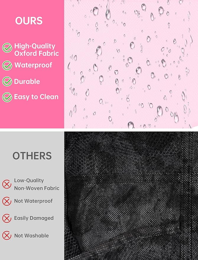 NiHome 35-Pocket Large Capacity Door Cup Organizer Fit for Stanley Tumblers 30oz, 40oz, Door Hanging Water Bottle Storage Double-Sided Tape Stabilizer, Waterproof Oxford Fabric, Transparent (Pink)