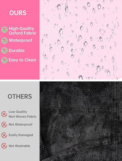 NiHome 35-Pocket Large Capacity Door Cup Organizer Fit for Stanley Tumblers 30oz, 40oz, Door Hanging Water Bottle Storage Double-Sided Tape Stabilizer, Waterproof Oxford Fabric, Transparent (Pink)