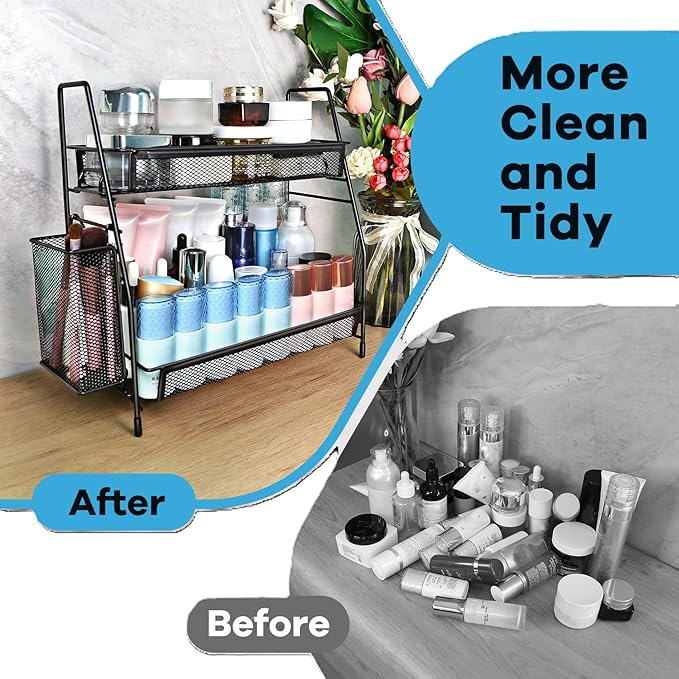 SPISPI Bathroom Organizer Countertop, Spice Rack Organizer for Cabinet,Bathroom Counter Organizer, Kitchen Countertop Organizer