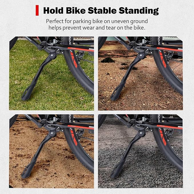 Cyfie Bike Kickstand, Center Mount Bicycle Kick Stand for Adult Bike 22 24 26 inch Wheel, Universal Adjustable Kickstands for 22" - 26" Adult Mountain Road Bike