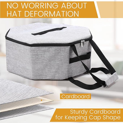 Wonderjune 2 Pcs Cowboy Hat Box for Storage Collapsible Sturdy Cowboy Hat Case with Handle for Men and Women Travel Storage Organizer Large Cap Bag for Closet(Gray)