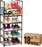 Sundaze Shoe Rack - 6 Tier Tall Shoe Rack for Closet, Sturdy Stackable Shoe Organizer for Closet, Bedroom, Entryway, Garage, Non Woven Fabric Shelf, Black, Holds 12-18 Pairs