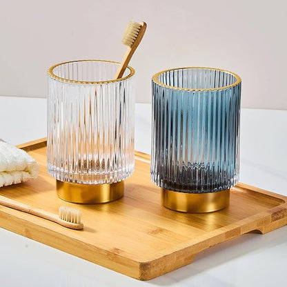 Makeup Brush Holder Organizer,Toothbrush Holders,Desk Pen Pencil Holder,Multifunctional Vintage Glass Brush Cup（L/White/A3-9-US）