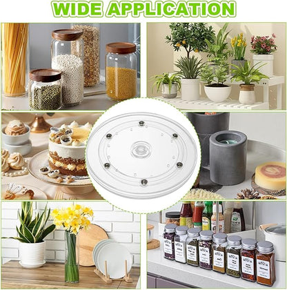 6PCS Small Lazy Susan 6 Inch, Transparent Acrylic Turntable for Cabinet Organization, 360 Degree Rotating Spice Rack for Kitchen, Fridge, Pantry & Bathroom Vanity
