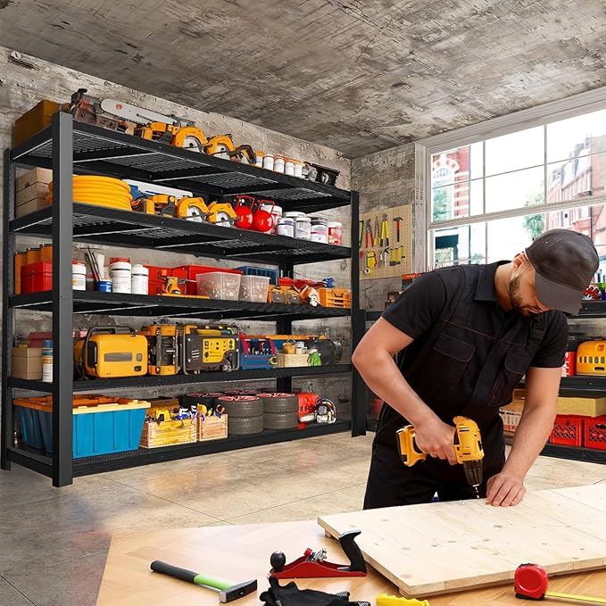 84" H Garage Shelving Heavy Duty, Garage Storage Shelves Heavy Duty, 5-Tier Metal Shelving Units and Storage Racks, Industrial Utility Shelf