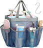 F-color Mesh Shower Caddy Portable - Navy Blue, Upgrade Deeper 7 Pockets Shower Bag Basket Tote for College Dorm Room Toiletry Bathroom Essentials Gym Camp Quick Dry 2 handles with S Hook