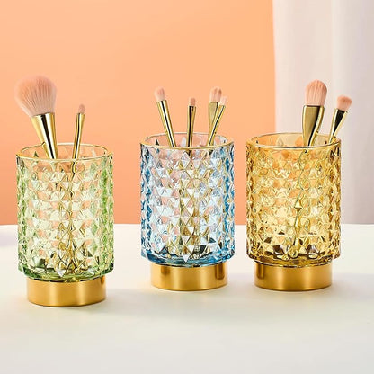 Makeup Brush Holder Organizer,Toothbrush Holders,Desk Pen Pencil Holder,Multifunctional Vintage Glass Brush Cup（A46-2-US）