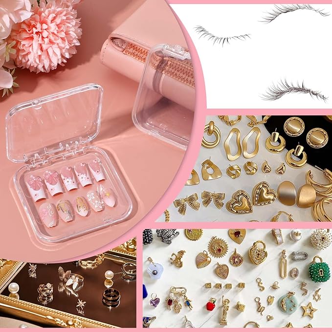 36 Pcs Press On Nail Storage Boxes, Storage Case, Clear Acrylic Fake Nail Organizer Container for Nails Display Salon Supplies 3x3x0.6 Inch