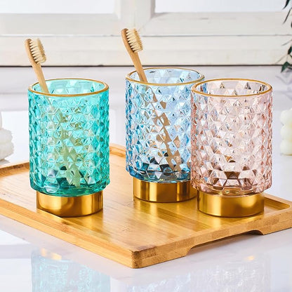 Makeup Brush Holder Organizer,Toothbrush Holders,Desk Pen Pencil Holder,Multifunctional Vintage Glass Brush Cup（A46-10-US）
