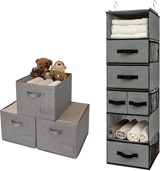 GRANNY SAYS Bundle of 1-Pack Closet Door Organizer & 3-Pack Storage Containers for Organizing