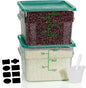 12QT NSF Food Storage Containers: 2 PCS [Food Grade][Hot&Cold Resistant] Commercial Clear Square Food Storage Containers with Scales Handles for Home Restaurant Kitchen Proof Dough(BPA FREE-GREEN N2)